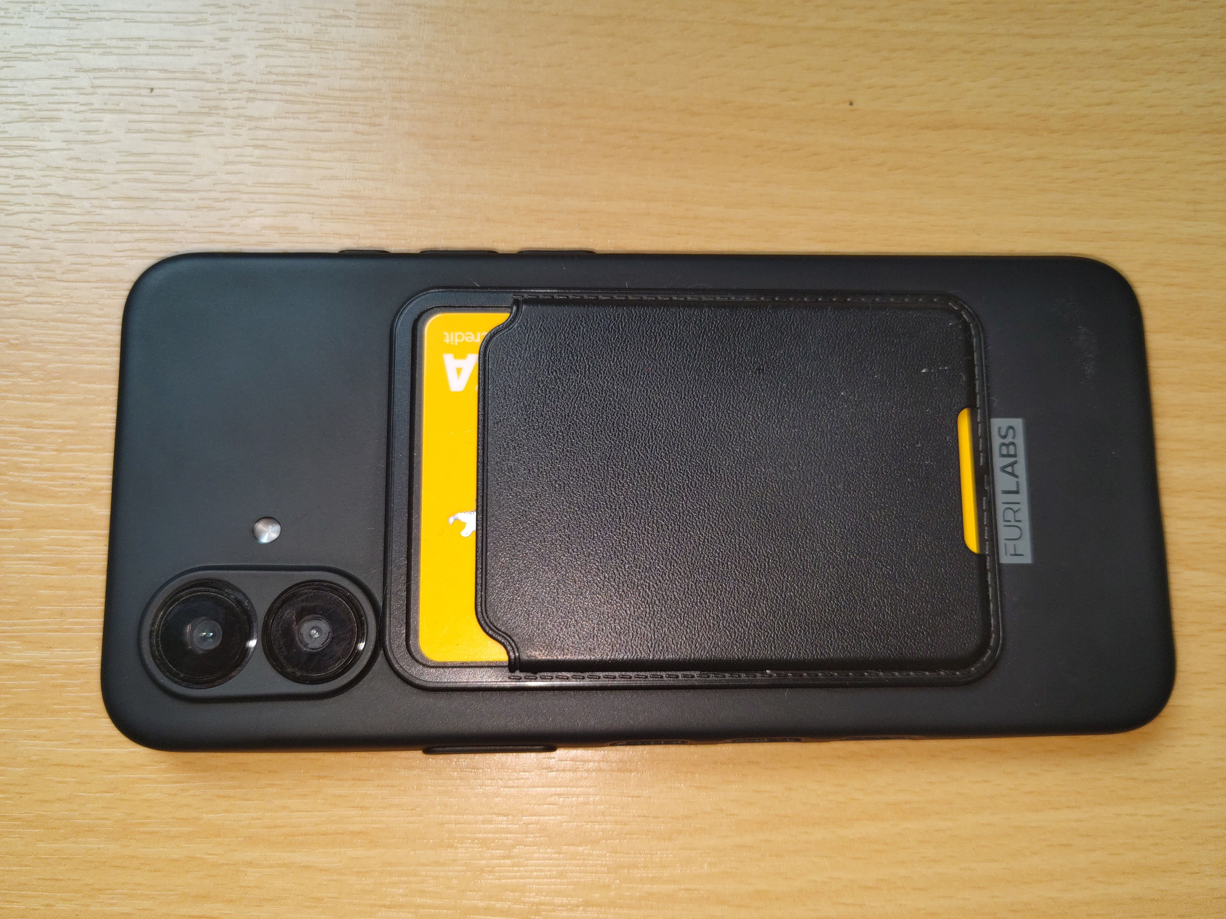Phone rear showing card case